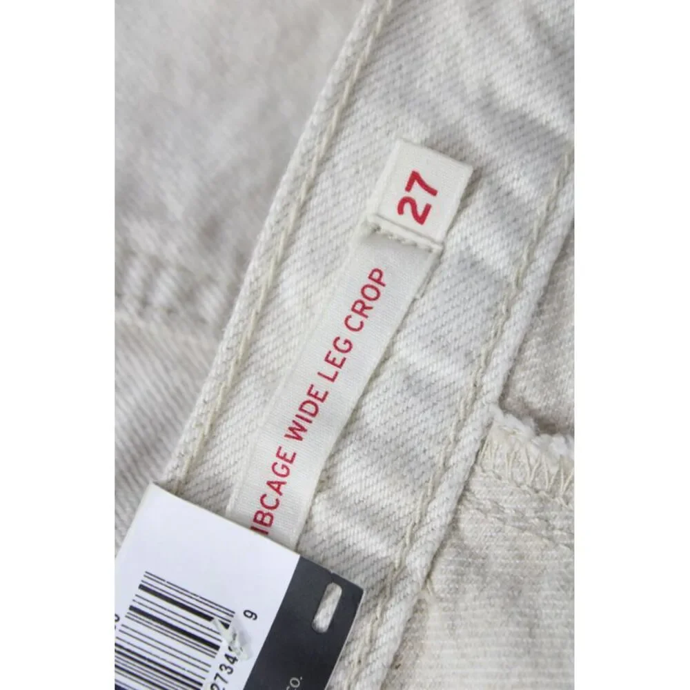 Levis Womens Cropped High Rise Beige Cotton Pants Size 27